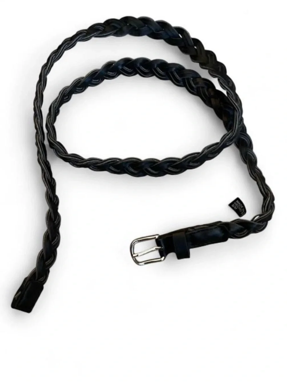 Slim Black Braided Leather Women’s Belt Classic Style